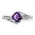 Sterling Silver Rhodium-Plated 0.03ct Diamond and Amethyst Square Ring, 2 mm - View 5