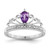 Sterling Silver Rhodium-Plated 0.019ctw Diamond & Amethyst Teardrop Ring, 2 mm