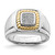 Sterling Silver Rhodium-Plated with 10K Yellow Gold Men'S 0.08ct Diamond Ring