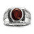White Night Sterling Silver Black Rhodium-Plated Garnet and 0.05ct Diamond Oval Men'S Ring, 14 mm