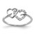 Sterling Silver Rhodium-Plated 0.116ct Diamond Double Heart Ring, 2 mm