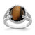 Sterling Silver Rhodium-Plated Tigers Eye Quartz and 0.04ct Diamond Ring, 2 mm