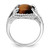 Sterling Silver Rhodium-Plated Tigers Eye Quartz and 0.04ct Diamond Ring, 2 mm - View 2