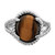 Sterling Silver Rhodium-Plated Tigers Eye Quartz and 0.04ct Diamond Ring, 2 mm - View 5