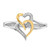 Sterling Silver Rhodium-Plated with 14K Yellow Gold 0.048ct Diamond Heart Ring, 2 mm - View 5