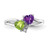 Sterling Silver Rhodium-Plated Amethyst & Peridot 0.01ct Diamond. Ring, 2 mm - View 4