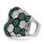 Sterling Silver with Black Rhodium-Plated Green Glass & Cubic Zirconia Honeycomb Ring - View 3