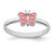 Sterling Silver Rhodium-Plated Polished Pink Enameled Butterfly Ring, 1.8 mm