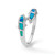 Sterling Silver Rhodium-Plated Created Blue Lab-Created Opal Dolphins Ring, 1.5 mm - View 7