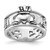 Sterling Silver Rhodium-Plated and Antiqued Claddagh Ring, 6.1 mm