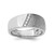 Rhodium-Plated Sterling Silver Polished & Textured Cubic Zirconia Ring