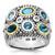 Sterling Silver Rhodium-Plated with 14K Gold and Blue Topaz Fancy Ring