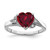 Sterling Silver Rhodium-Plated Cubic Zirconia and Lab-Created Ruby Heart Ring