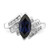 Sterling Silver Rhodium-Plated Created Blue Lab-Created Sapphire and Cubic Zirconia Marquise Ring - View 5