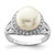 Sterling Silver Rhodium-Plated 10-11 mm White Button Cultured Freshwater Pearl and Cubic Zirconia Ring
