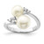 Sterling Silver Rhodium-Plated 8-9 mm White Button Cultured Freshwater Pearl and Cubic Zirconia Ring - QR6487