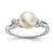 Sterling Silver Rhodium-Plated 8-9 mm White Button Cultured Freshwater Pearl and Cubic Zirconia Ring - QR6490
