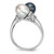 Sterling Silver Rhodium-Plated 7-8 mm Black and Grey Rice Cultured Freshwater Pearl and Cubic Zirconia Ring - View 2