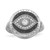 Sterling Silver Rhodium-Plated Black and White Cubic Zirconia Evil Eye Ring