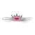 Sterling Silver Rhodium-Plated Polished Pink Enamel Crown Ring, 1.1 mm - View 5