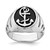 Sterling Silver Rhodium-Plated & Antiqued Plated Anchor Ring, Domed