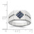 Sterling Silver Rhodium-Plated Men'S Blue Sapphire Ring - View 4