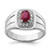 Sterling Silver Rhodium-Plated Men'S African Ruby and White Topaz Ring