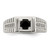 Sterling Silver Rhodium-Plated Men'S Onyx and White Topaz Ring, Domed - View 5