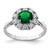 Sterling Silver Rhodium-Plated Green Glass and Cubic Zirconia Halo Ring, 2 mm