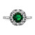 Sterling Silver Rhodium-Plated Green Glass and Cubic Zirconia Halo Ring, 2 mm - View 4