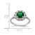 Sterling Silver Rhodium-Plated Green Glass and Cubic Zirconia Halo Ring, 2 mm - View 5