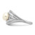 Sterling Silver Rhodium-Plated Polished & Brushed (6-7 mm) Cultured Freshwater Pearl Ring - View 3