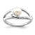 Sterling Silver Rhodium-Plated Cubic Zirconia (5-6 mm) Button Cultured Freshwater Pearl Ring