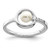 Sterling Silver Rhodium-Plated Cubic Zirconia 5-6 mm Button Cultured Freshwater Pearl in Circle Ring