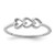Sterling Silver Rhodium-Plated Hearts Ring, 0.91 mm