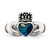 Sterling Silver Antiqued Abalone Inlay and Black Enamel Claddagh Ring - View 4