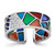 Sterling Silver Rhodium-Plated Abstract Multi-Color Enamel & Cubic Zirconia Cuff Ring, 7.47 mm