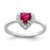 Sterling Silver Rhodium-Plated Lab-Created Corundum & Cubic Zirconia Heart Ring, 1.54 mm