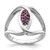 Sterling Silver Rhodium-Plated Rhodolite Garnet Ring, 15.02 mm Top Length, 7.11 mm Top Width, Textured