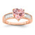 Sterling Silver Rose-Plated Crystal Heart and White Cubic Zirconia Baguette Ring, 2.03 mm