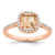 Sterling Silver Rose-Tone Square Peach Cubic Zirconia Halo Ring, 1.94 mm
