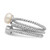 Sterling Silver Rhodium-Plated 6-7 mm White Button Cultured Freshwater Pearl Cubic Zirconia Set of 3 Ring - View 3
