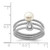 Sterling Silver Rhodium-Plated 6-7 mm White Button Cultured Freshwater Pearl Cubic Zirconia Set of 3 Ring - View 4