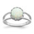 Sterling Silver Rhodium-Plated Round White Lab-Created Opal Inlay Ring