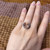 Sterling Silver Rhodium-Plated Polished Cubic Zirconia & Peach Crystal Ring - View 4