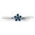 Sterling Silver Rhodium-Plated Polished Blue Cubic Zirconia Flower Ring, 1.2 mm - View 5