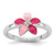 Sterling Silver Rhodium-Plated Pink Enameled & Cubic Zirconia Flower Children'S Ring, 1.9 mm