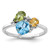 Sterling Silver Rhodium-Plated Lt.Swiss Blue Topaz/ White Topaz and Peridot and Citrine Ring, 1.74 mm