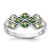 Sterling Silver Rhodium-Plated Chrome Diopside Peridot and White Topaz Ring, 2.31 mm