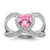 Sterling Silver Rhodium-Plated Clear and Pink Cubic Zirconia Heart Ring, 2.9 mm